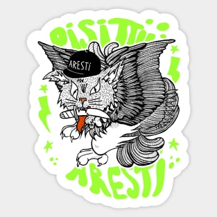 Flying Stray Cat Pisittu Aresti - by Miskel Design Sticker